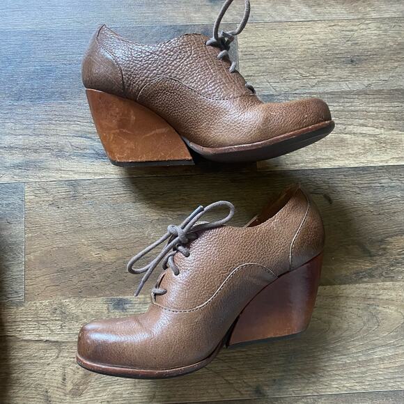 Kork-Ease Korkease Boot Booties Lace Up Victorian Edwardian Leather Chunky Wedge - Picture 4 of 10